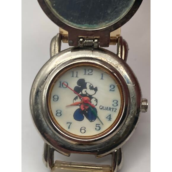 Vintage Disney Mickey Minnie Mouse Watch 27mm Flip Up Cover New Battery - Picture 4 of 16